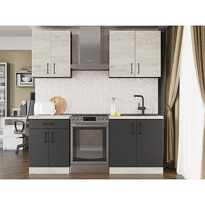 Кухня модульна Еверест Оптіма набір №2 Дуб крафт білий+Антрацит 2 м (без стільниці) (DTM-5694)