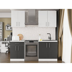 Кухня модульна Еверест Оптіма набір №2 Німфея альба+Антрацит 2 м (без стільниці) (DTM-5697)
