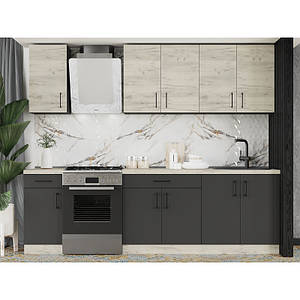 Кухня модульна Еверест Оптіма набір №3 Дуб крафт білий+Антрацит 2,6 м (без стільниці) (DTM-5699)