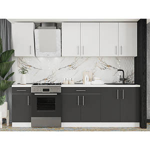 Кухня модульна Еверест Оптіма набір №3 Німфея альба+Антрацит 2,6 м (без стільниці) (DTM-5702)
