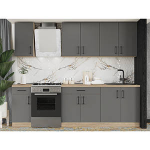 Кухня модульна Еверест Оптіма набір №3 Графіт 2,6 м (без стільниці) (DTM-5703)