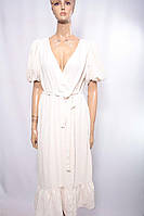 Платье Urban Bliss свободный фасон с поясом удлинённое из полиэстера L белое