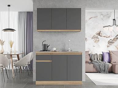 Кухня модульна Еверест Оптіма набір №5 Графіт 1,2 м (без стільниці) (DTM-5710)