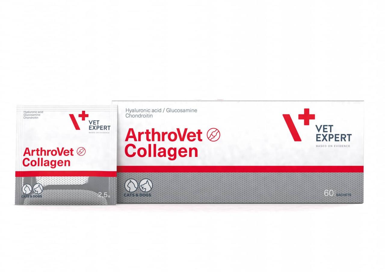 Харчова добавка для собак і кішок у період росту та для літніх Vet Expert ArthroVet Collagen 60 саше