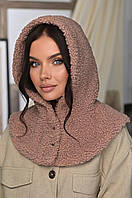 Капюшон з екохутра "Тедді" колір темна пудра