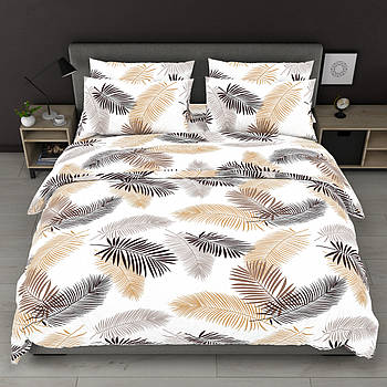 Простирадло 150х220 (Бязь) | Полуторне простирадло від виробника "Королева Ночі" | Різнокольорові листя на білому