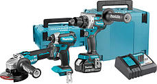 Професійний набір інструментів Makita DLX3155TJ (DDF486, DTD153, DGA504) : дриль-шуруповерт, ударний гвинтоверт,болгарка, фото 3