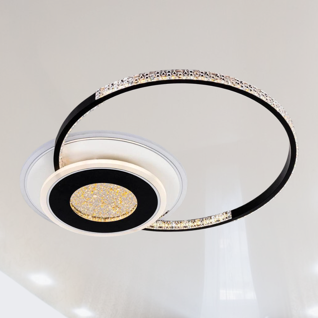 Стильна кругла лед люстра Sirius 80W до 18 м² колір Чорний + Білий C7067/500 WH+BK (RGB), фото 1