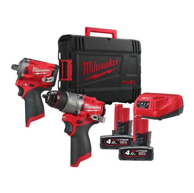 Професійний набір акумуляторного інструменту Milwaukee  M12 FPP2H2-402X : шурупокрут, гайкокрут