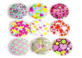 Дзеркало кругле 7см на пластику, дизайн мікс, ООПТ Сердечки