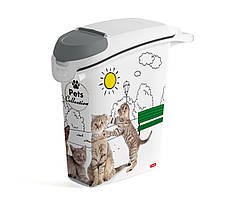 Контейнер для сухого корму Curver 23 л 10 кг (03882-Е26) з малюнком котів