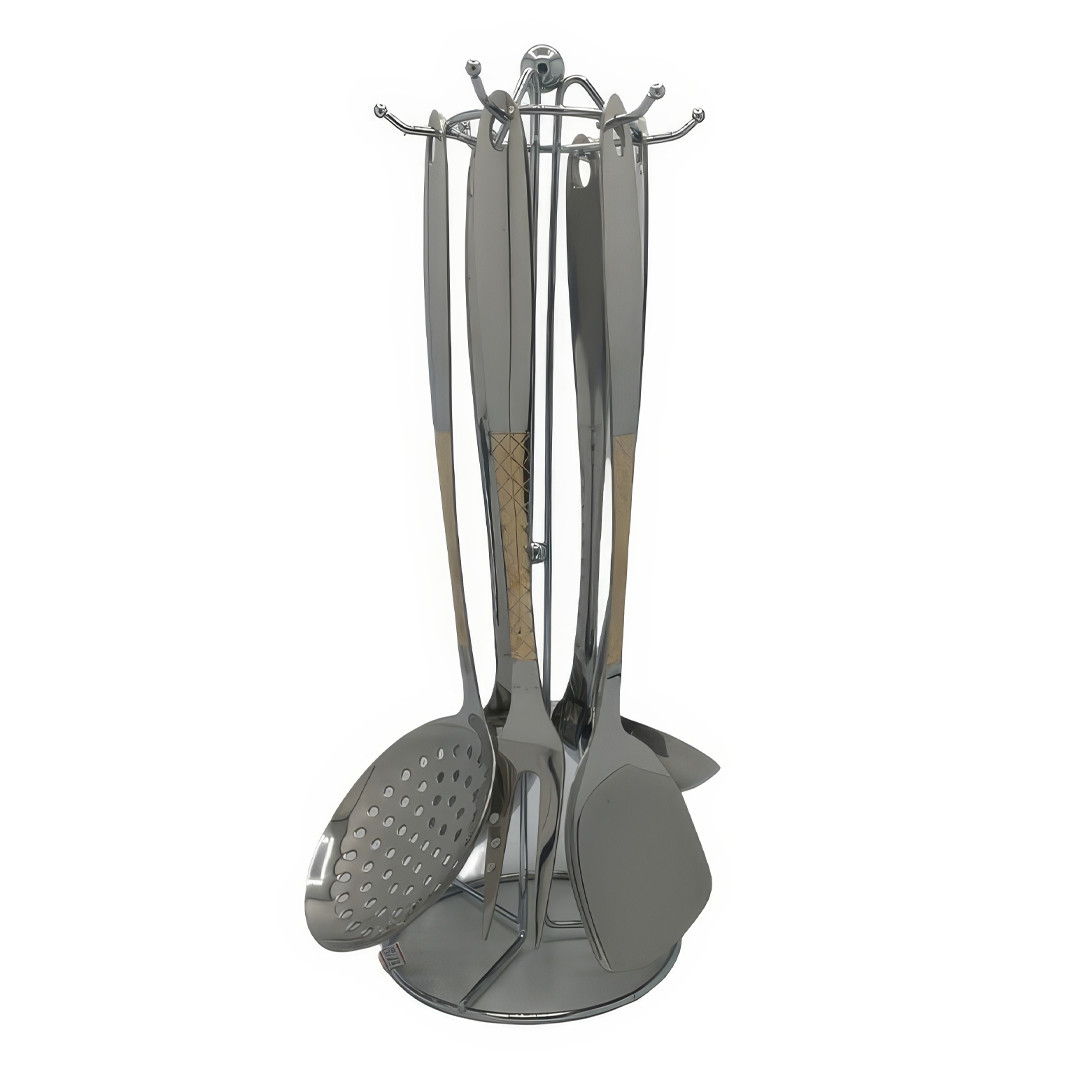 Набір кухонного приладдя 7 предметів CD-29 Кухонний набір з нержавіючої сталі Хром-Золото, фото 1