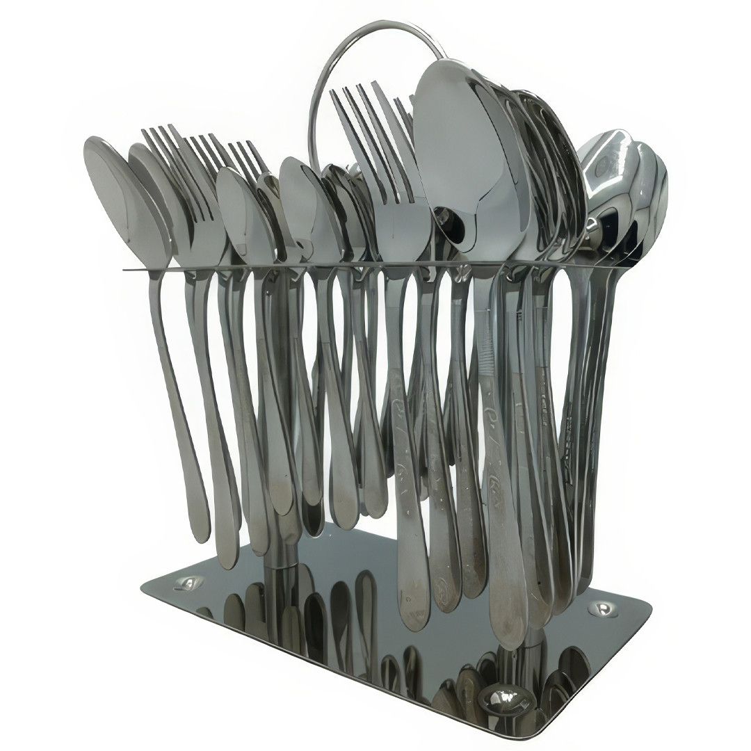 Набір столових приладів із нержавіючої сталі з 36 предметів на підставці Cutlery Set CD-06 З візерунком, фото 1