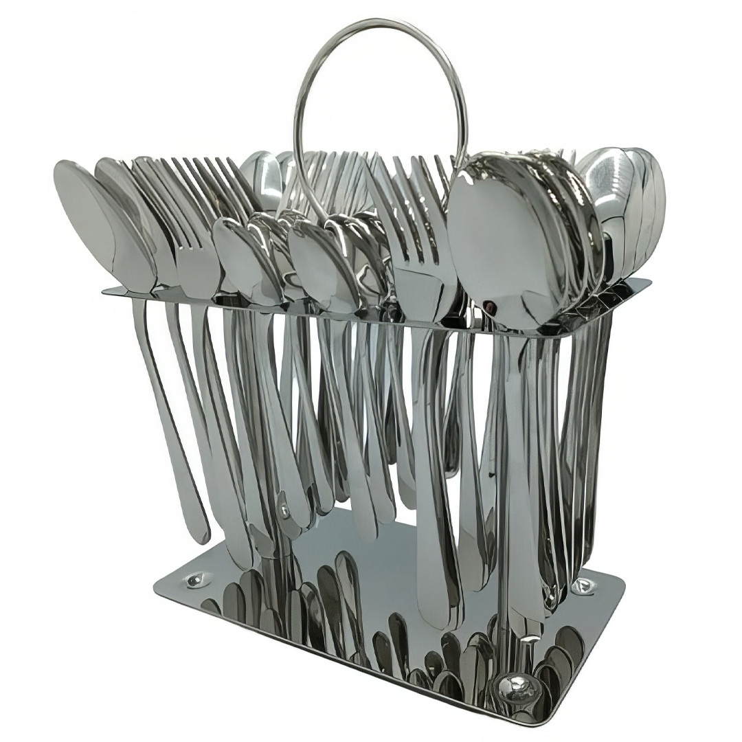 Набір столових приладів із нержавіючої сталі з 36 предметів на підставці Cutlery Set CD-04 Хром, фото 1
