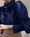 Розкішна темно-синя мереживна блузка, фото 3