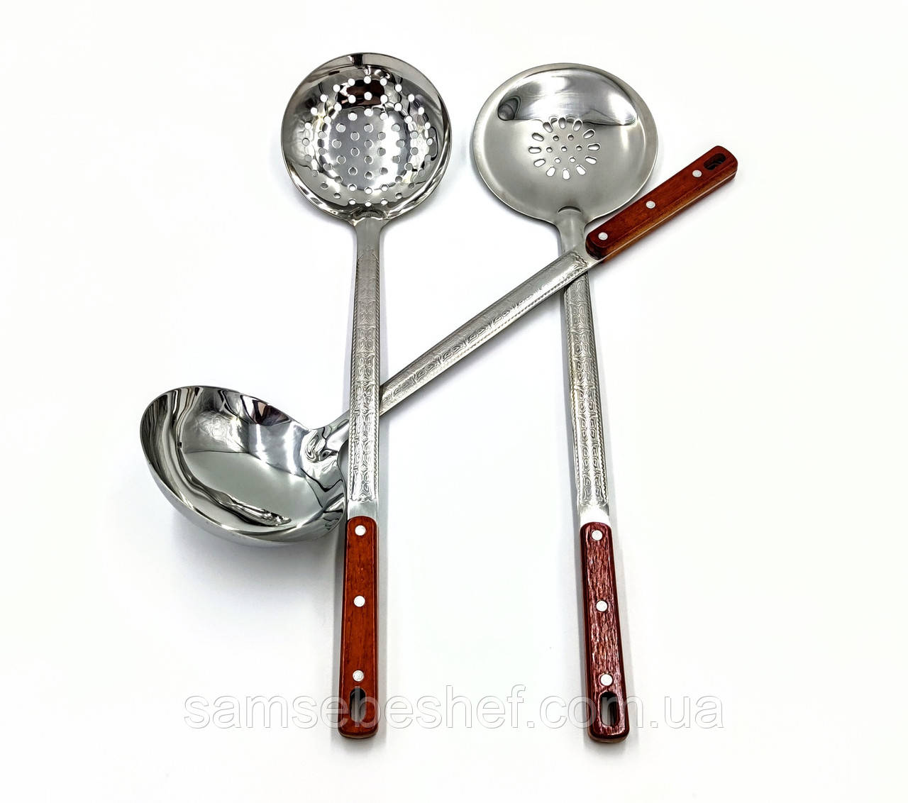 Узбецька шумівка та ополоник для плову 48 см 3 штуки, фото 1