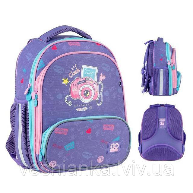 Рюкзак шкільний каркасний для дівчинки, 2 відділення з ортопедичною спинкою "Selfie" GO24-597M-4 GoPack, фото 1
