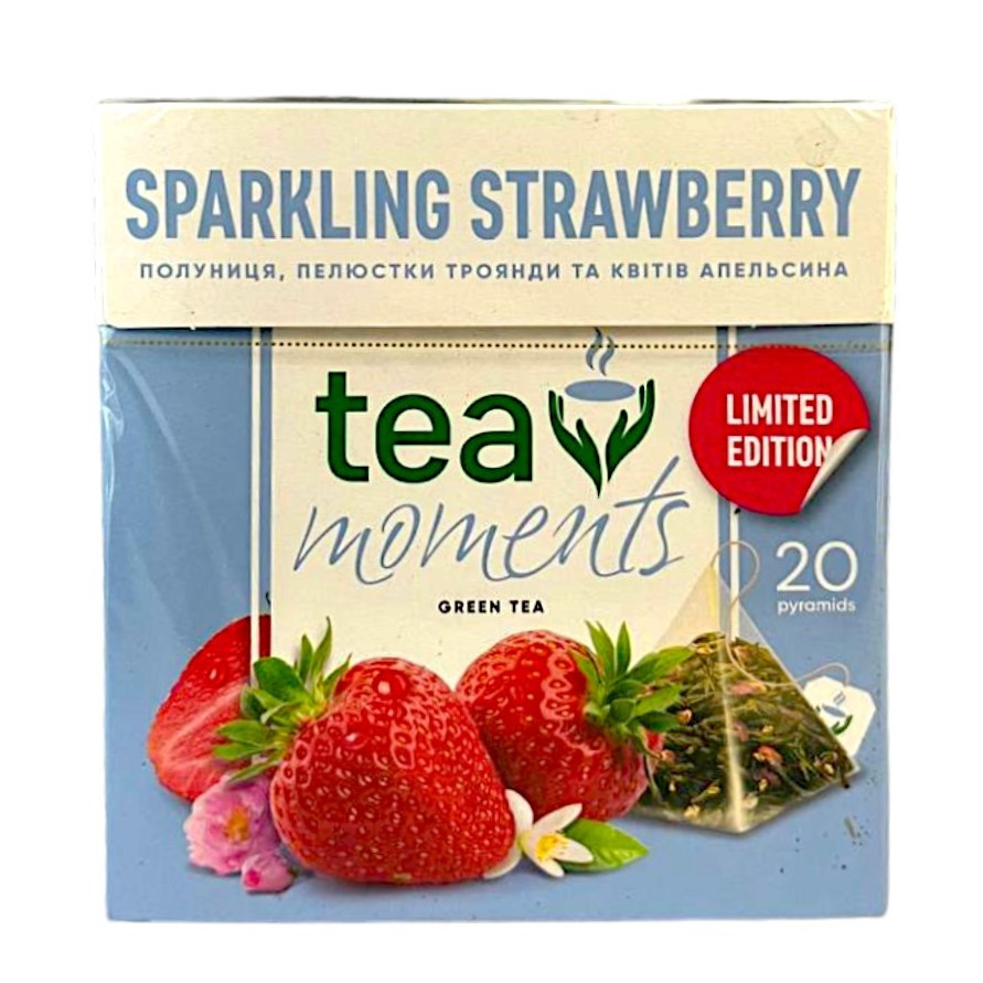Зелений чай із полуницею Tea Moments Sparkling Strawberry 20 пірамідок