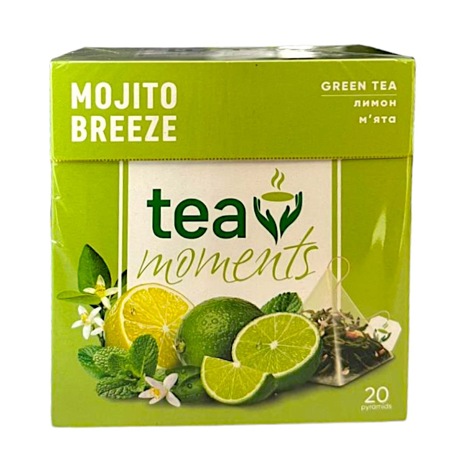 Зелений чай Curtis у новому дизайні Tea Moments Mojito Breeze з лаймом та лимоном 20 пірамідок