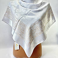 Біла хустка на на голову для церкви. Святкова турецька шовкова хустка для вінчання і хрещення в храм