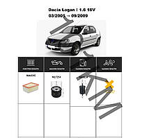 Комплект фільтрів Dacia Logan I 1.6 16V (2005-2009) WIX