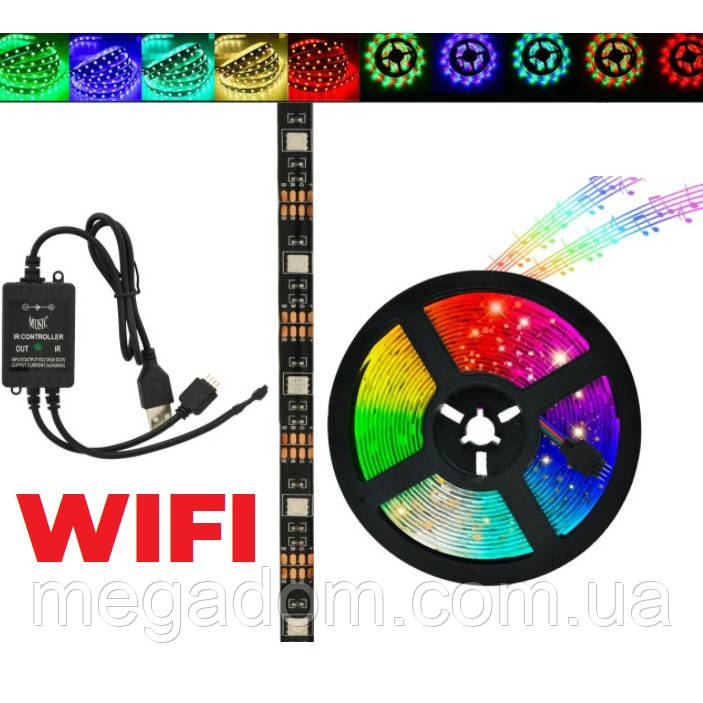 Світлодіодні стрічки Лед стрічка від смартфона SMD 5050 RGB 5 м GL-155 bluetooth, LЕD-підсвічування