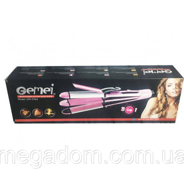 Випрямляч для волосся GEMEI GM-2966 3 в 1, Праска для вирівнювання MN-232 праску гребінець