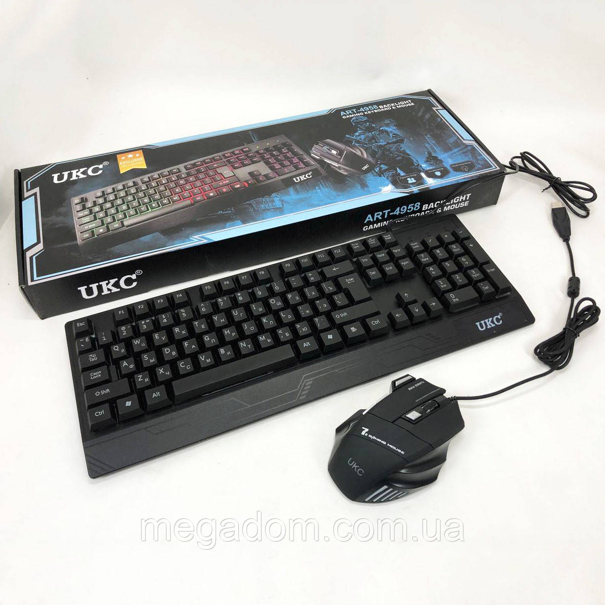 Клавіатура+мишка UKC з LED підсвічуванням від USB M-710, клавіатура ігрова з підсвічуванням BA-288 та мишкою