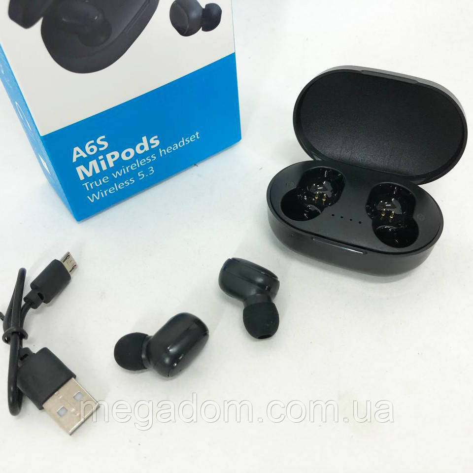 Бездротові навушники з сенсорними кнопками TWS MiPods A6S, Блютус навушники для спорту GI-177 з вологозахистом