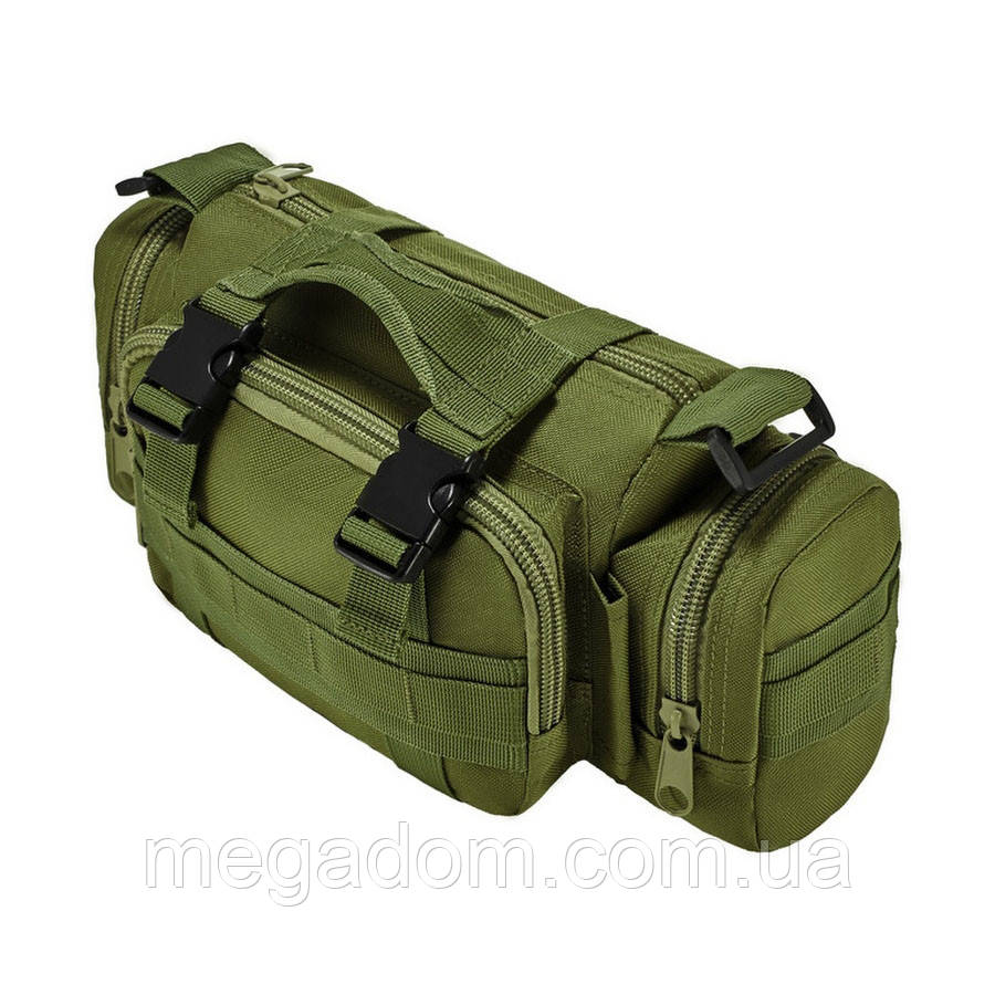 Сумка - підсумк тактична поясна Tactical військова, сумка нагрудна з ременем на плече 5 літрів QA-416 кордура хакі
