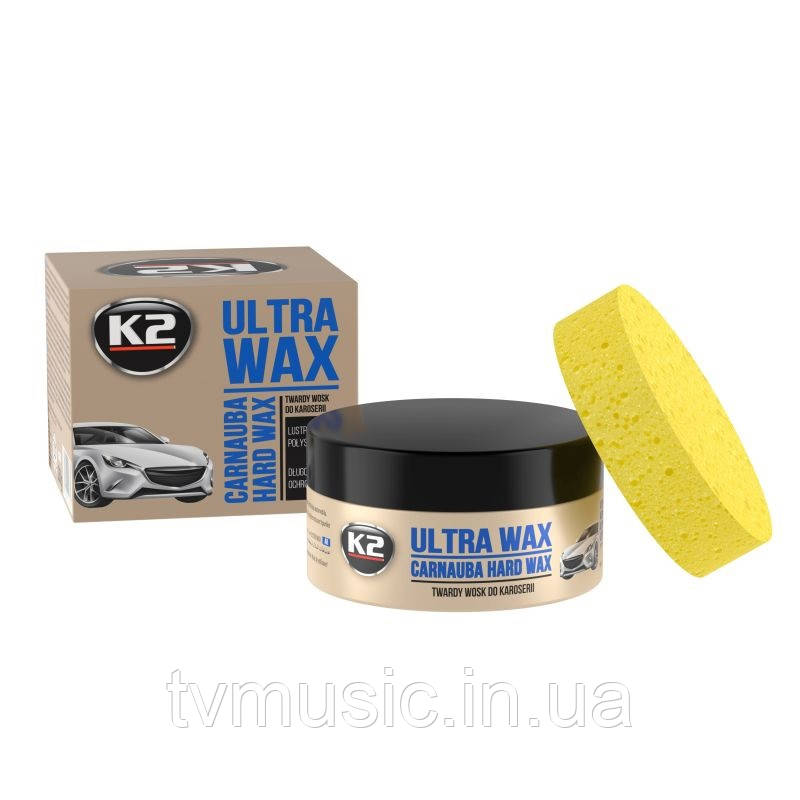 Віскова паста для кузова авто з губкою K2 Ultra Wax 250 г (K073)