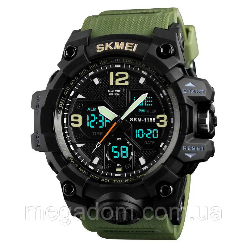 Новий командирський годинник SKMEI 1155BAG, Спортивний міцний годинник, Армійський CP-550 годинник мілітарі