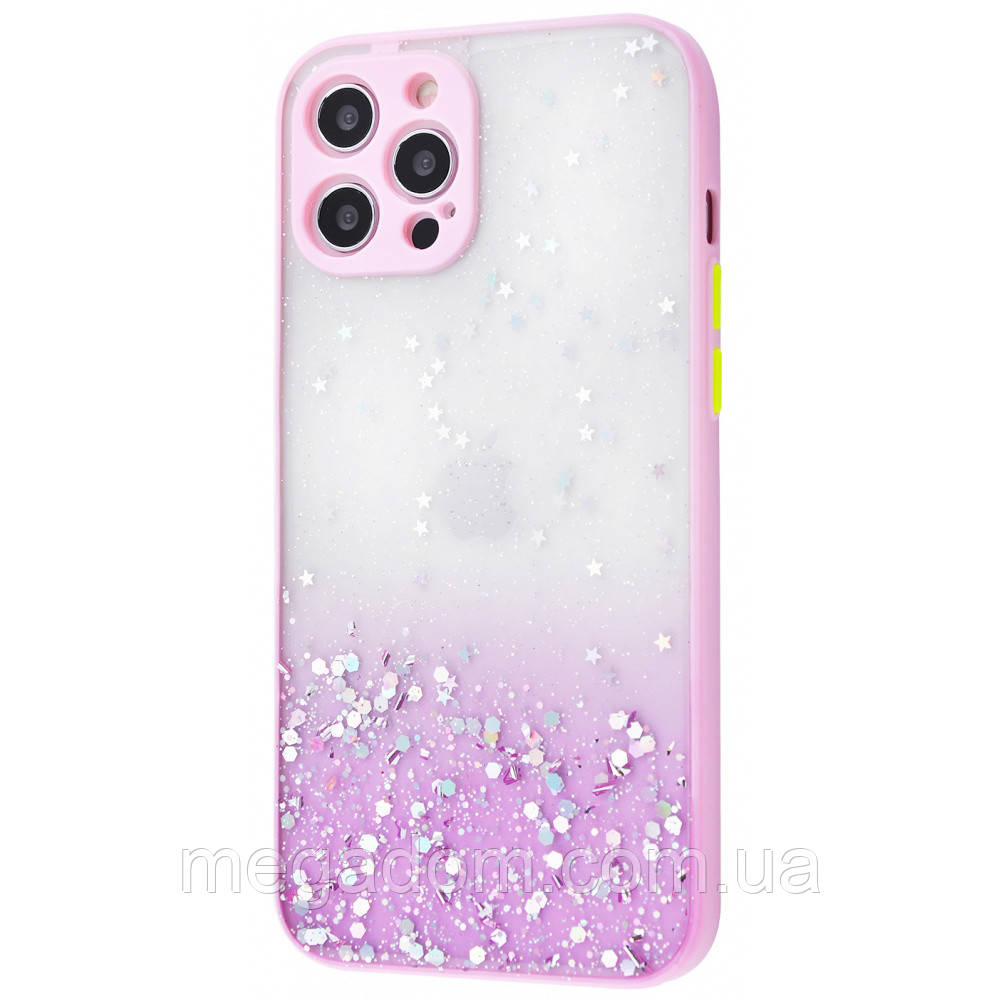 Чохол для Apple Iphone 12 Pro Max рожевий XW-590 з блискітками