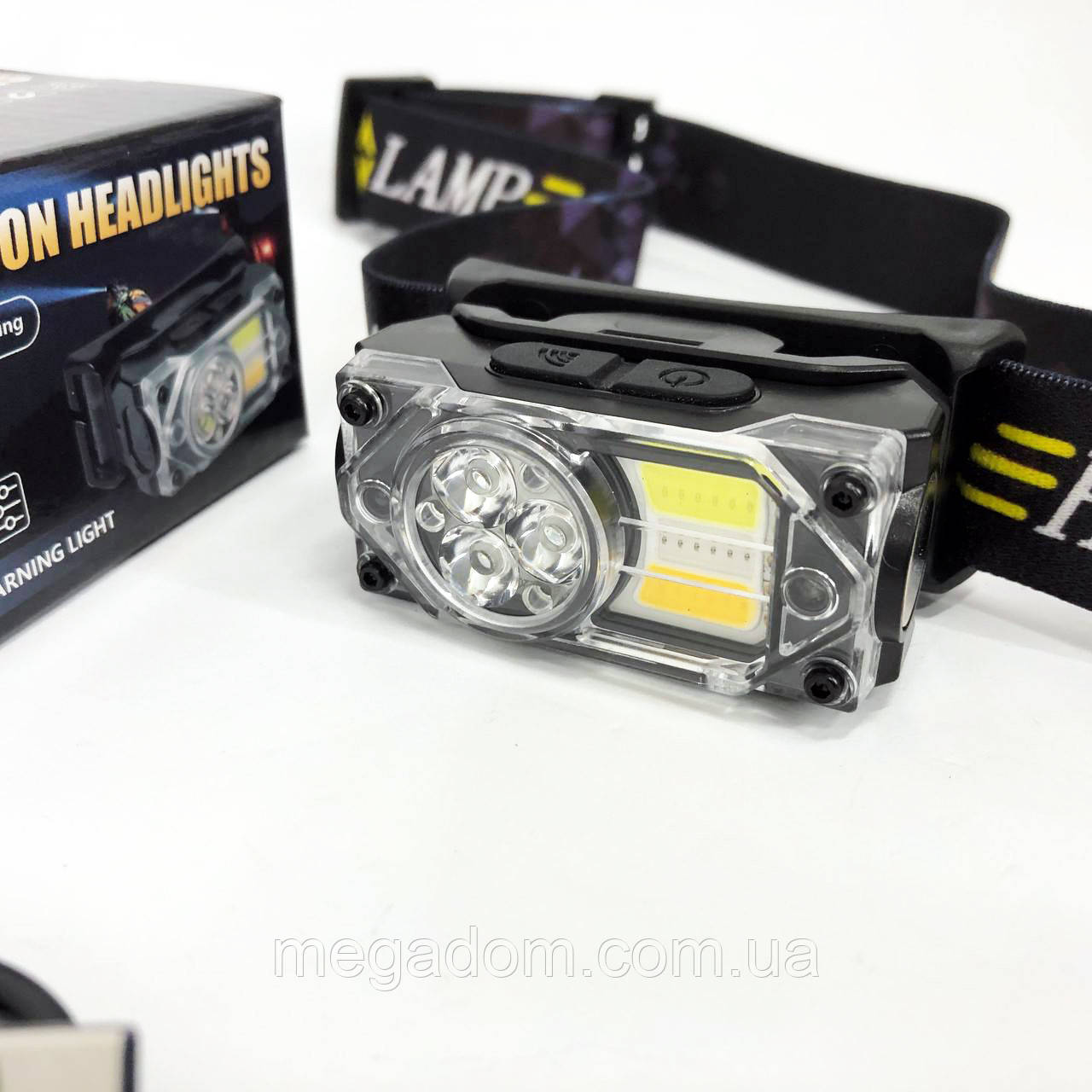 Ліхтарик налобний з червоним світлом YY-19B-3SMD+2COB(white+yellow+red), KE-485 Налобна лампа