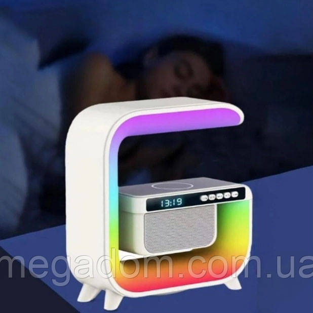 Музичний нічник із зарядкою для телефону RGB G3, і радіо, Нічник з мелодіями ZU-799 та світлом