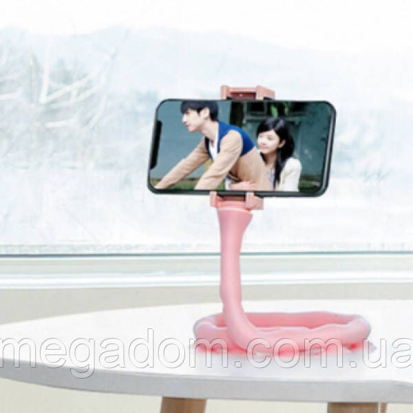 Гнучкий тримач для телефону з універсальними присосками Cute Worm Lazy Holder. ML-151 Колір: рожевий