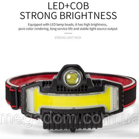 Налобний ліхтар яскравий Bailong BL-W685-LTS+COB+RGB, Наголовний ліхтар, Ліхтар на голову TC-424 для бігу