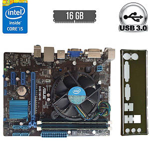 Комплект: Материнська плата Asus H61M-K / Intel Core i5-3470 (4 ядра по 3.2 - 3.6 GHz) / 16GB DDR3 / Intel HD Graphics 2500 /, фото 1