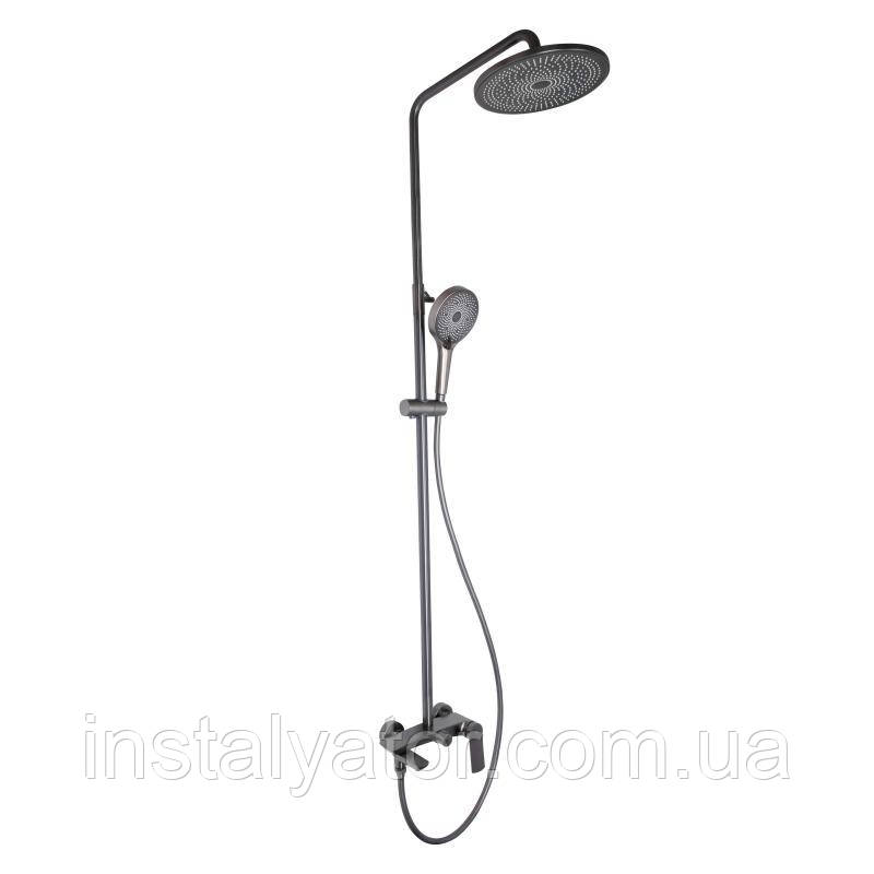 Душова система універсальна Qtap Slavonice на три споживача (з виливом) QTSLA111GMB45910 Gunmetal Black PVD