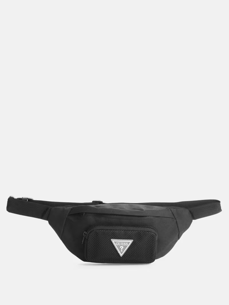 Поясна сумка Guess бананка з логотипом 1159811880 (Чорний, One Size)