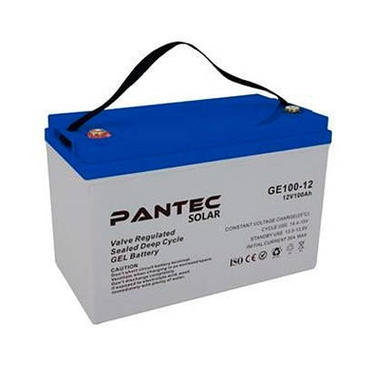 Акумуляторна батарея PANTEC 100-12 GEL 12V 100 Ah (330 x 173 x 218), 30.4 kg Grey Q1/48, фото 1