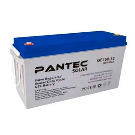 Акумуляторна батарея PANTEC 150-12 GEL 12V 150 Ah (483 x 170 x 238), 43.6 kg Grey Q1/48, фото 1