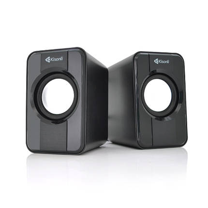 Колонки 2.0 Kisonli S-444 для ПК і ноутбука, USB + 3.5mm, 2x3W, 20Hz- 20KHz, Black, BOX, Q60, фото 1