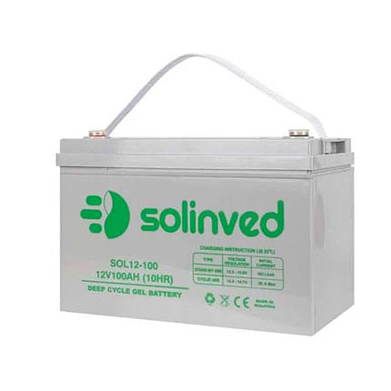 Акумуляторна батарея SOLINVED 100-12 GEL 12V 100 Ah (330 x 173 x 218), 30.4 kg Grey Q1/48, фото 1