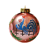 Куля на ялинку 85 мм "Петух красеня", фото 3