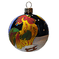 Новорічна іграшка куля 60 мм "Півник Синій"