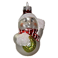Формова скляна іграшка Сніговик у шарфиці