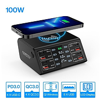 Зарядний пристрій 9-in-1 ASOMETECH 838W бездротовий зарядний пристрій для iPhone Qi15W Fast Charger Black