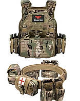 Плитоноска + РПС пояс YAKEDA мультикам с быстрым сбросом и подсумками