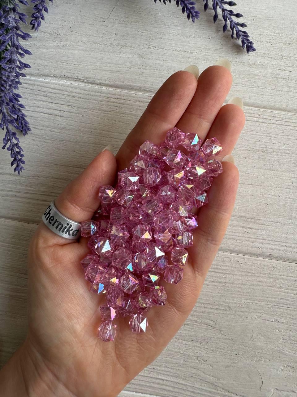 Намистини Куб " Кришталеві Хамелеон "  8 мм, бузкові   500 грам